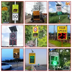 Solar - powered speed measuring sign